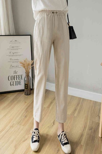 women cotton pants summer elastic waist loose casual harem women's pocket linen trousers 210512, Black;white
women cotton pants summer elastic waist loose casual harem women's pocket linen trousers 210512, Black;white