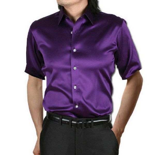 men's dress shirts man's elegant silk short sleeve shirt fashion casual camicias business solide turn down collar one button clot, White;black
men's dress shirts man's elegant silk short sleeve shirt fashion casual camicias business solide turn down collar one button clot, White;black