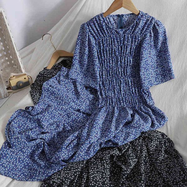waist folds o neck short-sleeved beach print dress korean summer vintage floral was thinner ruffled long dress women 210420, Black;gray
waist folds o neck short-sleeved beach print dress korean summer vintage floral was thinner ruffled long dress women 210420, Black;gray