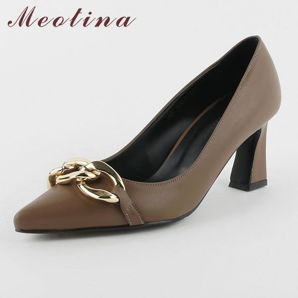 meotina high heel genuine leather shoes women metal decoration chain pumps pointed toe fashion thick heels footwear black spring 210520
meotina high heel genuine leather shoes women metal decoration chain pumps pointed toe fashion thick heels footwear black spring 210520
