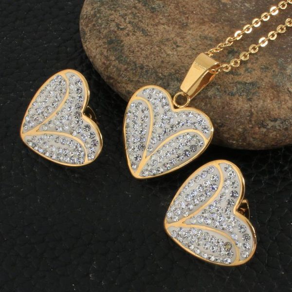 earrings & necklace fashion heart style stainless steel jewelry sets for women and girl gold color pendants sfazbfbc, Silver
earrings & necklace fashion heart style stainless steel jewelry sets for women and girl gold color pendants sfazbfbc, Silver