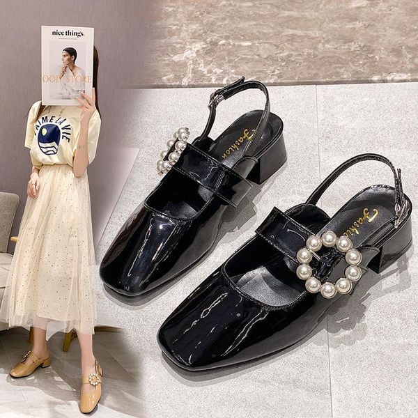 dress shoes women elegant pearl buckle toe cap single square high heel sandals vintage leather ladies fashion mary jane, Black
dress shoes women elegant pearl buckle toe cap single square high heel sandals vintage leather ladies fashion mary jane, Black