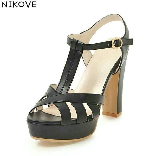 slingback sandals buckle strap women shoes round toe platform pu square high heels ladies size 34-43, Black
slingback sandals buckle strap women shoes round toe platform pu square high heels ladies size 34-43, Black