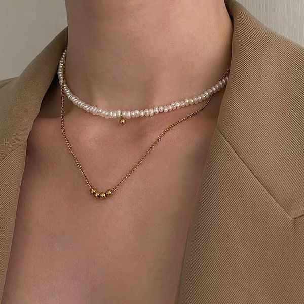 chokers french retro double layered natural freshwater pearl necklace female korean simple temperament choker for women jewelry, Golden;silver
chokers french retro double layered natural freshwater pearl necklace female korean simple temperament choker for women jewelry, Golden;silver