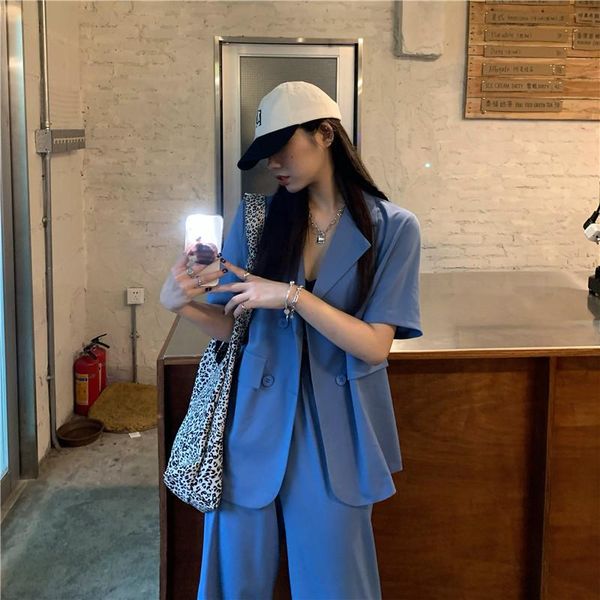 2021summer retro female net red short-sleeved suit jacket elastic waist trousers solid color fashion two-piece tide women's two piece p, White
2021summer retro female net red short-sleeved suit jacket elastic waist trousers solid color fashion two-piece tide women's two piece p, White