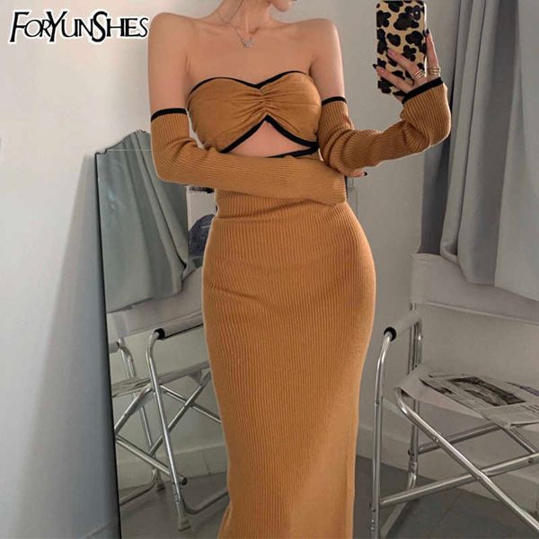 fashion strapless women long sleeve knitted midi dress off shoulder hollow out clubwear dresses+turtleneck shawl 210709, Black;gray
fashion strapless women long sleeve knitted midi dress off shoulder hollow out clubwear dresses+turtleneck shawl 210709, Black;gray