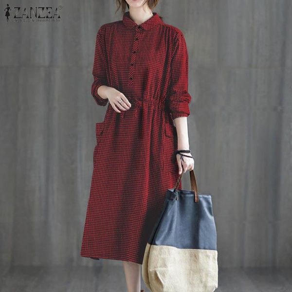 casual dresses women ladies lapel shirt dress plaid sundress zanzea mid-calf 2021 retro vestidos spring long sleeve robe oversized, Black;gray
casual dresses women ladies lapel shirt dress plaid sundress zanzea mid-calf 2021 retro vestidos spring long sleeve robe oversized, Black;gray