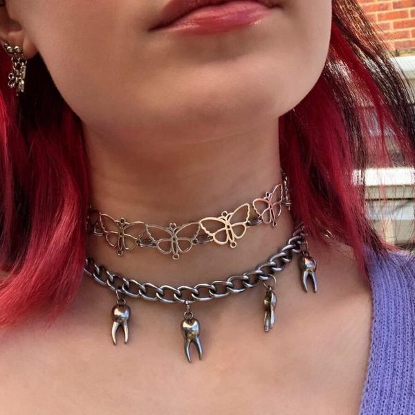 chokers punk vintage butterfly metal clavicle chain necklace for women y2k fashion simple tooth 2021 female geometric necklaces, Golden;silver
chokers punk vintage butterfly metal clavicle chain necklace for women y2k fashion simple tooth 2021 female geometric necklaces, Golden;silver
