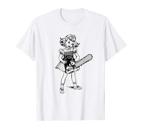 men's t-shirts chainsaw girl punk goth horror fan t-shirt, White;black