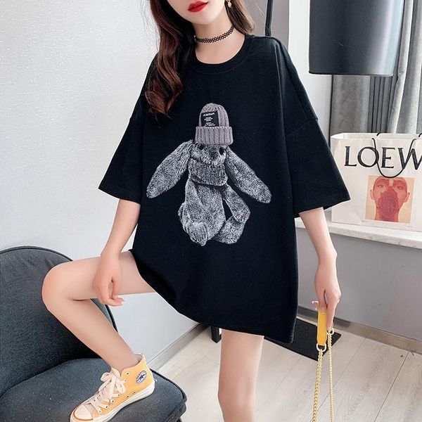 summer short-sleeved t-shirt women's mid-length loose half-sleeved trendy ins european plus size western style top, White
summer short-sleeved t-shirt women's mid-length loose half-sleeved trendy ins european plus size western style top, White