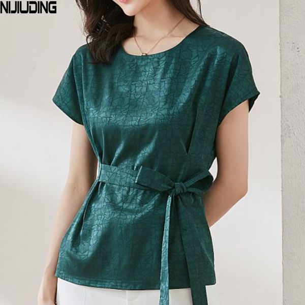 women short sleeve blouses summer satin jacquard chiffon shirts woman office lady lace up bow shirt blouse 210514, White
women short sleeve blouses summer satin jacquard chiffon shirts woman office lady lace up bow shirt blouse 210514, White