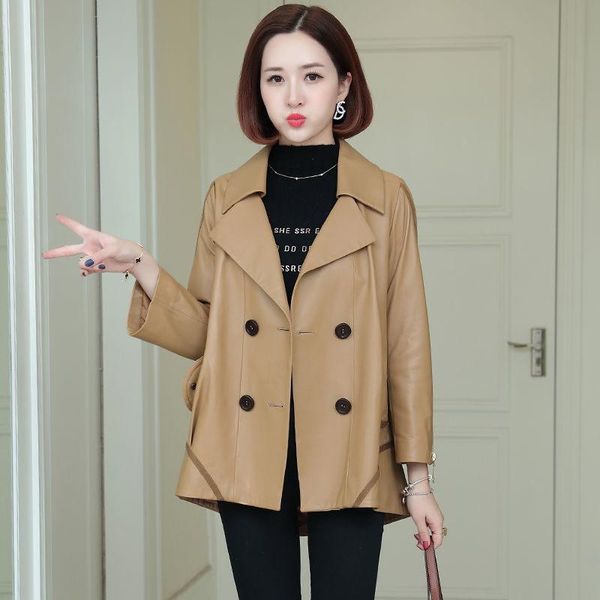 women's leather & faux fashion pu jacket women spring autumn mid-length a-line loose large size coat locomotive jaqueta de couro femini, Black
women's leather & faux fashion pu jacket women spring autumn mid-length a-line loose large size coat locomotive jaqueta de couro femini, Black