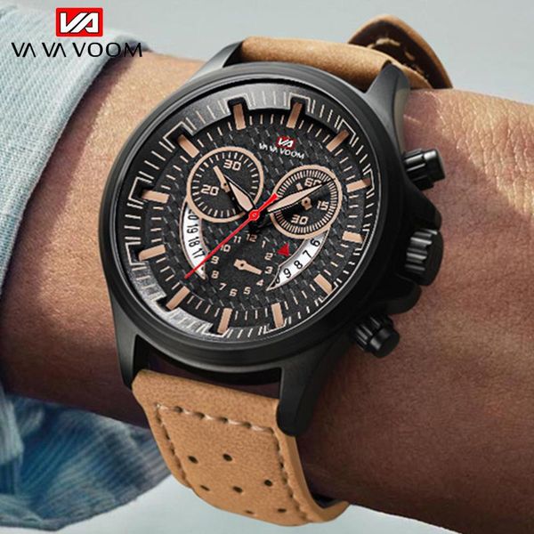 wristwatches vava voom men fashion casual watches men's quartz clock man leather strap army military sports wrist watch, Slivery;brown
wristwatches vava voom men fashion casual watches men's quartz clock man leather strap army military sports wrist watch, Slivery;brown
