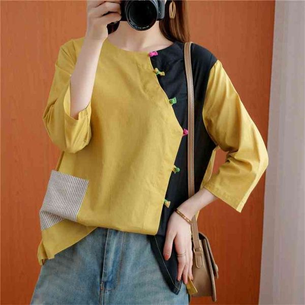 spring summer arts style women 3/4 sleeve o-neck casual shirts vintage button patchwork yellow femme blouses v322 210512, White
spring summer arts style women 3/4 sleeve o-neck casual shirts vintage button patchwork yellow femme blouses v322 210512, White