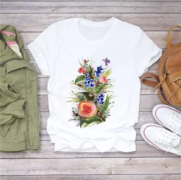 women's t-shirt women fashion lovely trendy flower print for ladies streetwear e girl harajuku graphic tees, White
women's t-shirt women fashion lovely trendy flower print for ladies streetwear e girl harajuku graphic tees, White