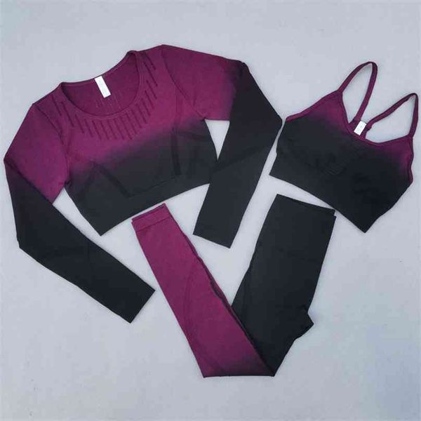 ombre seamless yoga set women gym clothing workout long sleeve crop sports bra high waist fitness leggings suits 210802, Gray
ombre seamless yoga set women gym clothing workout long sleeve crop sports bra high waist fitness leggings suits 210802, Gray