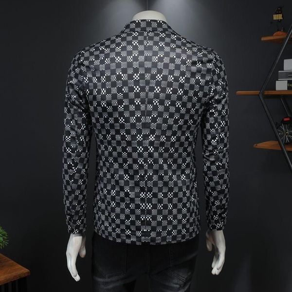 men's suits & blazers mens stylish blazer technology plaid printing men trend brand fashion business masculino slim para hombre, White;black
men's suits & blazers mens stylish blazer technology plaid printing men trend brand fashion business masculino slim para hombre, White;black