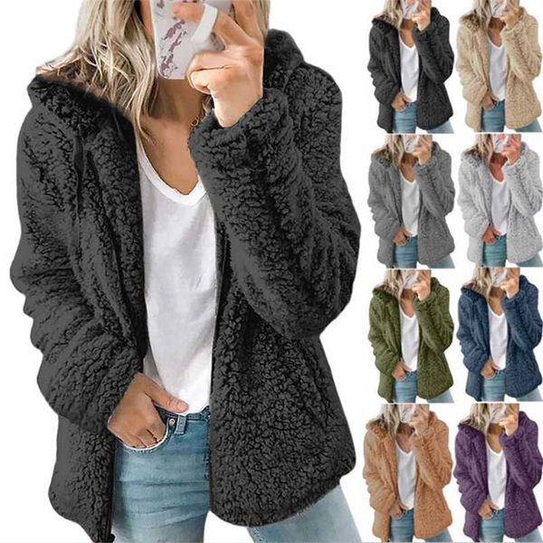 women autumn winter zipper plush fleece solid color hooded casual loose fashion vintage cardigan oversize sweatshirts coat 211014, Black;brown
women autumn winter zipper plush fleece solid color hooded casual loose fashion vintage cardigan oversize sweatshirts coat 211014, Black;brown