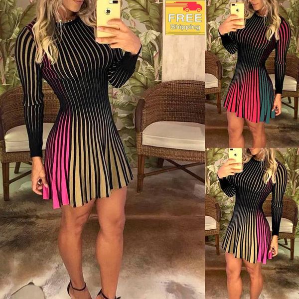 casual dresses women dress long sleeve o-neck party evening club striped short mini, Black;gray
casual dresses women dress long sleeve o-neck party evening club striped short mini, Black;gray