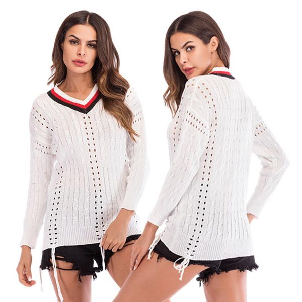 women's sweaters sweater fashion stitching color matching hollow casual female autumn loose slim wild, White;black
women's sweaters sweater fashion stitching color matching hollow casual female autumn loose slim wild, White;black