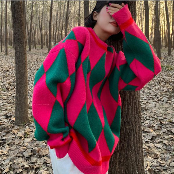 women's sweaters autumn winter aygyle sweater for women oneck long sleeve knitted pullover 2021 cashmere pink blue argyle jumpers, White;black
women's sweaters autumn winter aygyle sweater for women oneck long sleeve knitted pullover 2021 cashmere pink blue argyle jumpers, White;black