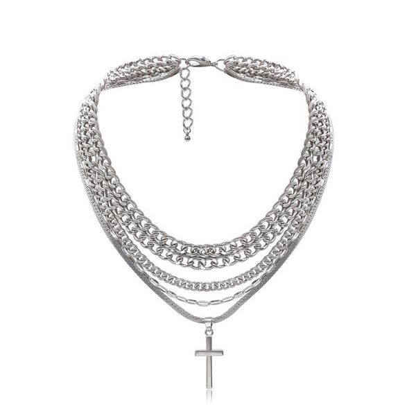 fashion hip-hop disco cross pendant necklace exaggerated punk style cool handsome multi-layer lock chain, Silver
fashion hip-hop disco cross pendant necklace exaggerated punk style cool handsome multi-layer lock chain, Silver