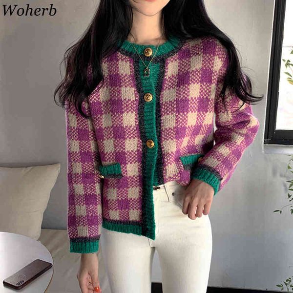 contranst plaid button cardigan sweater women autumn winter vintage knitted coat korean casual office ladies 210417, White;black
contranst plaid button cardigan sweater women autumn winter vintage knitted coat korean casual office ladies 210417, White;black