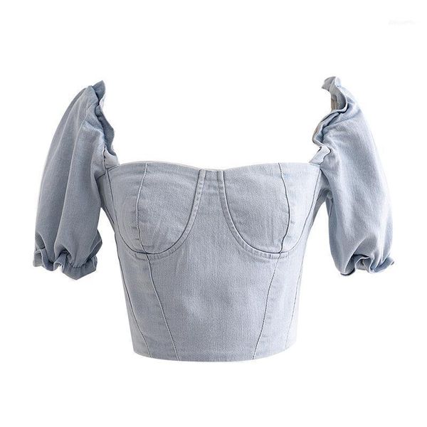 women's blouses & shirts puff sleeve square neck women blouse shirt slim zipper short 2021 ladies summer denim 1, White
women's blouses & shirts puff sleeve square neck women blouse shirt slim zipper short 2021 ladies summer denim 1, White