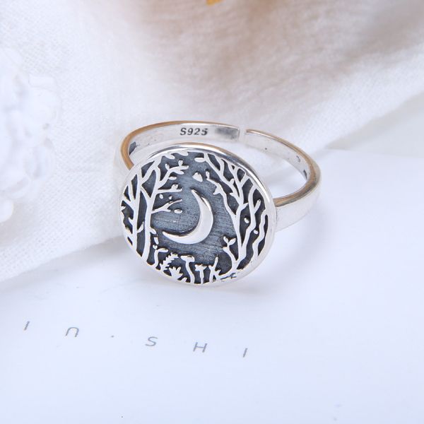 s925 sterling silver personalized moonlight forest opening ring women's creative crescent round geometric hand ornament
s925 sterling silver personalized moonlight forest opening ring women's creative crescent round geometric hand ornament