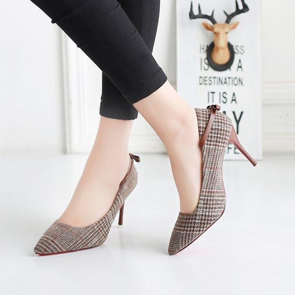dress shoes 9cm plaid high heels 2021 spring and autumn shallow mouth pointed toe single bow all-match women's, Black
dress shoes 9cm plaid high heels 2021 spring and autumn shallow mouth pointed toe single bow all-match women's, Black