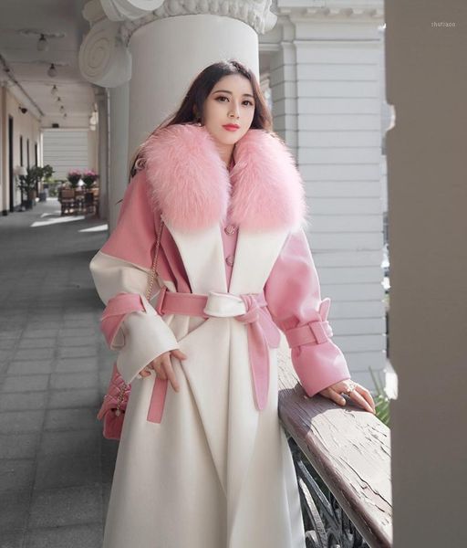 women's wool & blends high-end custom 2021 lady really collars spell color cloth coat female temperament in the long winter, Black
women's wool & blends high-end custom 2021 lady really collars spell color cloth coat female temperament in the long winter, Black