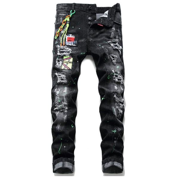 men's jeans european italy brand fashion denim trousers stretch embroidery ripped holes slim casual straight-leg pants, Blue
men's jeans european italy brand fashion denim trousers stretch embroidery ripped holes slim casual straight-leg pants, Blue
