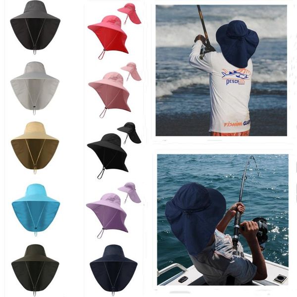 wide brim hats summer fishing cap outdoor solid color anti-uv hat with lanyard sun protection breathable for men women, Blue;gray
wide brim hats summer fishing cap outdoor solid color anti-uv hat with lanyard sun protection breathable for men women, Blue;gray