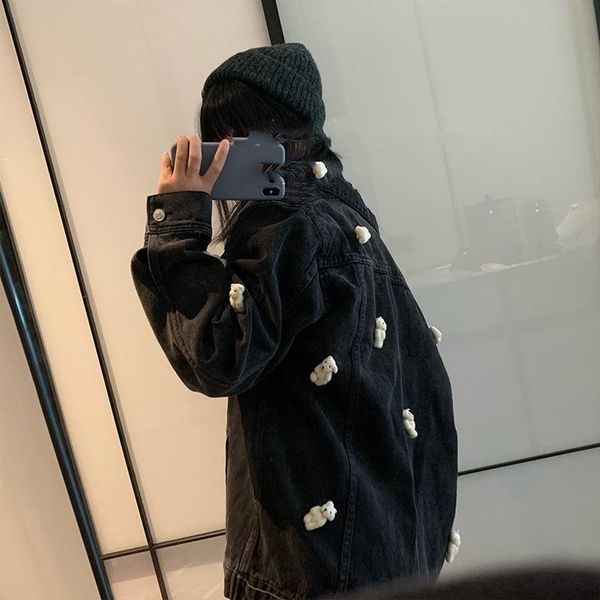 women's jackets 13 de marzo qin xiaoxian same cub cute denim jacket for early autumn 2021, Black;brown
women's jackets 13 de marzo qin xiaoxian same cub cute denim jacket for early autumn 2021, Black;brown