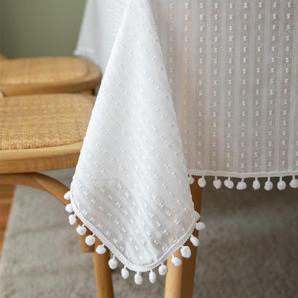 table cloth french cotton pure white tablecloth jacquard geometric dotted ball of wool rectangular coffee cover
table cloth french cotton pure white tablecloth jacquard geometric dotted ball of wool rectangular coffee cover