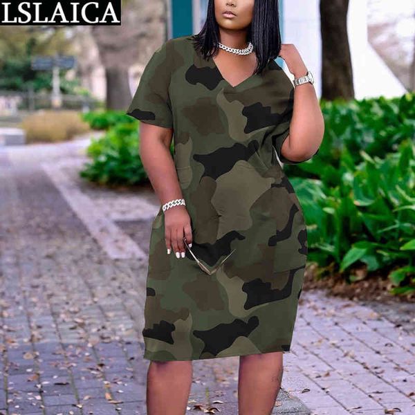 wholesale summer clothes for women short sleeve camouflage print dress v neck plus size streetwear female robe 210520, Black;gray
wholesale summer clothes for women short sleeve camouflage print dress v neck plus size streetwear female robe 210520, Black;gray