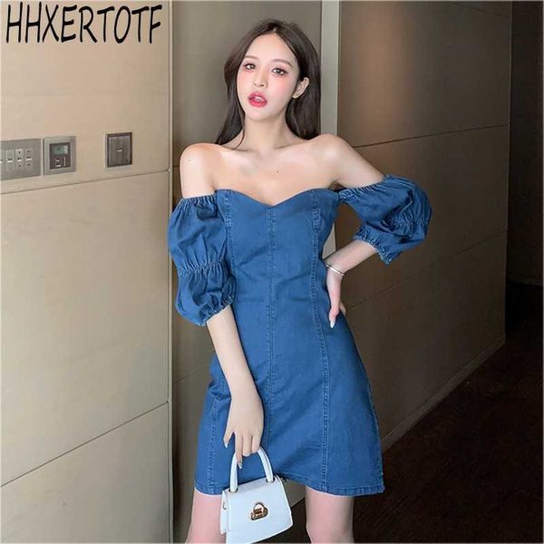 summer fashion casual puff sleeve high waist women slash neck denim dress 210531, Black;gray
summer fashion casual puff sleeve high waist women slash neck denim dress 210531, Black;gray