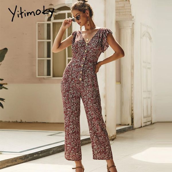 women's jumpsuits & rompers bohemian floral print women jumpsuit elegant v neck butterfly sleeve button ladies long summer beach ruffle, Black;white
women's jumpsuits & rompers bohemian floral print women jumpsuit elegant v neck butterfly sleeve button ladies long summer beach ruffle, Black;white