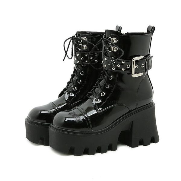 boots womens ankle patent leather platform block high heel punk rivet belt buckle shoes motorcycle black british styles 2021
boots womens ankle patent leather platform block high heel punk rivet belt buckle shoes motorcycle black british styles 2021