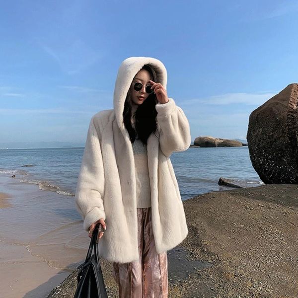 women's fur & faux women of natural luxury mink leather jacket korean style loose winter outwear fashion with hood female, Black
women's fur & faux women of natural luxury mink leather jacket korean style loose winter outwear fashion with hood female, Black