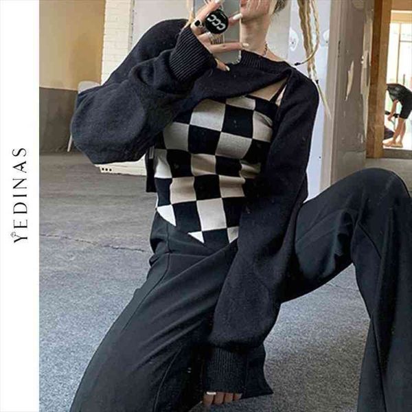 gothic irregular knitted black pullover sweater women checkerboard camis tank y2k korean style autumn jumpers, White;black
gothic irregular knitted black pullover sweater women checkerboard camis tank y2k korean style autumn jumpers, White;black