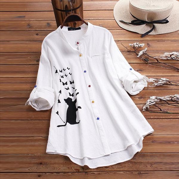 funny cat cartoon printed womens blouses plus size colorful button long sleeve shirt vintage blusas de mujer b, White
funny cat cartoon printed womens blouses plus size colorful button long sleeve shirt vintage blusas de mujer b, White