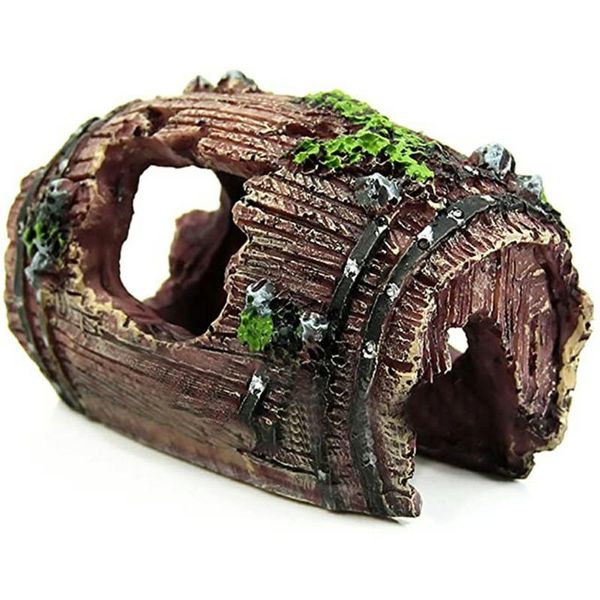 simulation of aquatic plants and wooden barrel fish tank landscaping decoration decorations