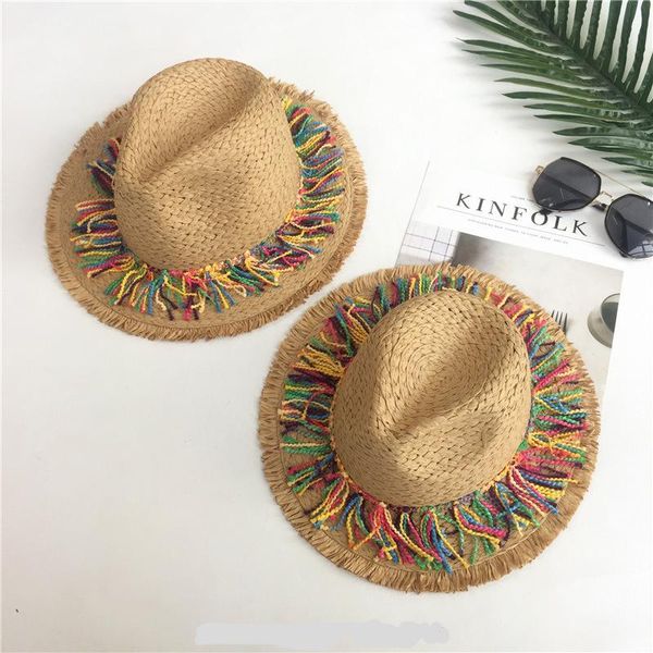 wide brim hats 2021 summer parent-child sun hat visor tassel beach straw rainbow outdoor caps women boho ethnic handmade cap, Blue;gray
wide brim hats 2021 summer parent-child sun hat visor tassel beach straw rainbow outdoor caps women boho ethnic handmade cap, Blue;gray