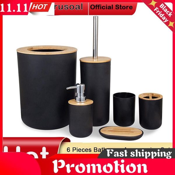 bathroom accessories set 6 pieces bamboo room toothbrush holder soap dispenser toilet brush trash can essential bath accessory
bathroom accessories set 6 pieces bamboo room toothbrush holder soap dispenser toilet brush trash can essential bath accessory