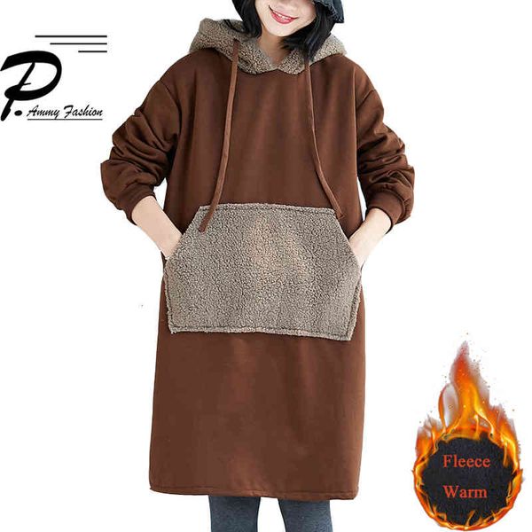 p ammy fleece lining warm plus size hooded sweatshirt women winter thicken long sleeve loose wool hoodies dress, Black
p ammy fleece lining warm plus size hooded sweatshirt women winter thicken long sleeve loose wool hoodies dress, Black