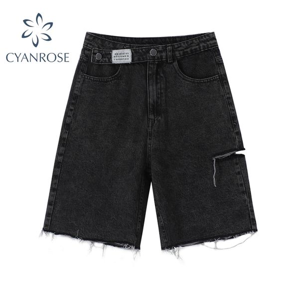 high waist denim shorts women fashion casual harajuku wide legs ripped jeans short washed female summer cotton 210719, White;black
high waist denim shorts women fashion casual harajuku wide legs ripped jeans short washed female summer cotton 210719, White;black
