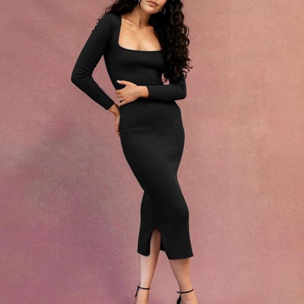 casual dresses long sleeve v neck green split rib robe knitting elegant women clothes party clubwear solid red vestidos, Black;gray
casual dresses long sleeve v neck green split rib robe knitting elegant women clothes party clubwear solid red vestidos, Black;gray