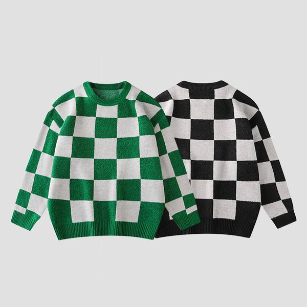 21fw fashion black white checkerboard sweater for men women couples autumn winter warm lattice knitting pullover high street crewneck sweats, White;black
21fw fashion black white checkerboard sweater for men women couples autumn winter warm lattice knitting pullover high street crewneck sweats, White;black