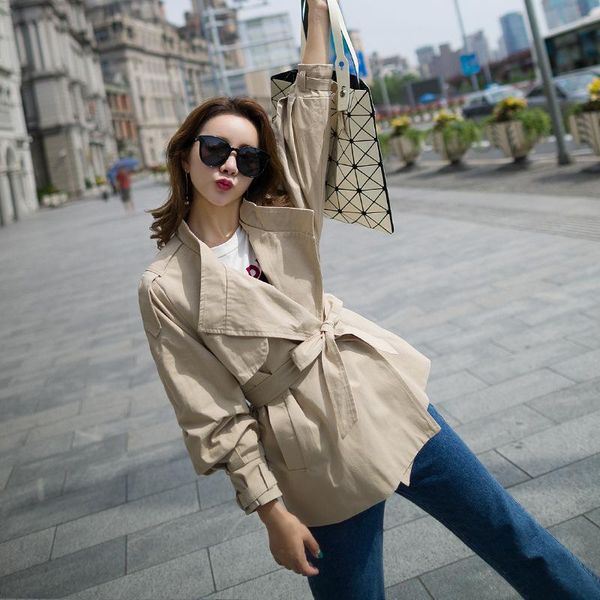 women's trench coats fashion short coat for women straight slim ladies windbreaker turn-down collar pockets designer fall, Tan;black
women's trench coats fashion short coat for women straight slim ladies windbreaker turn-down collar pockets designer fall, Tan;black